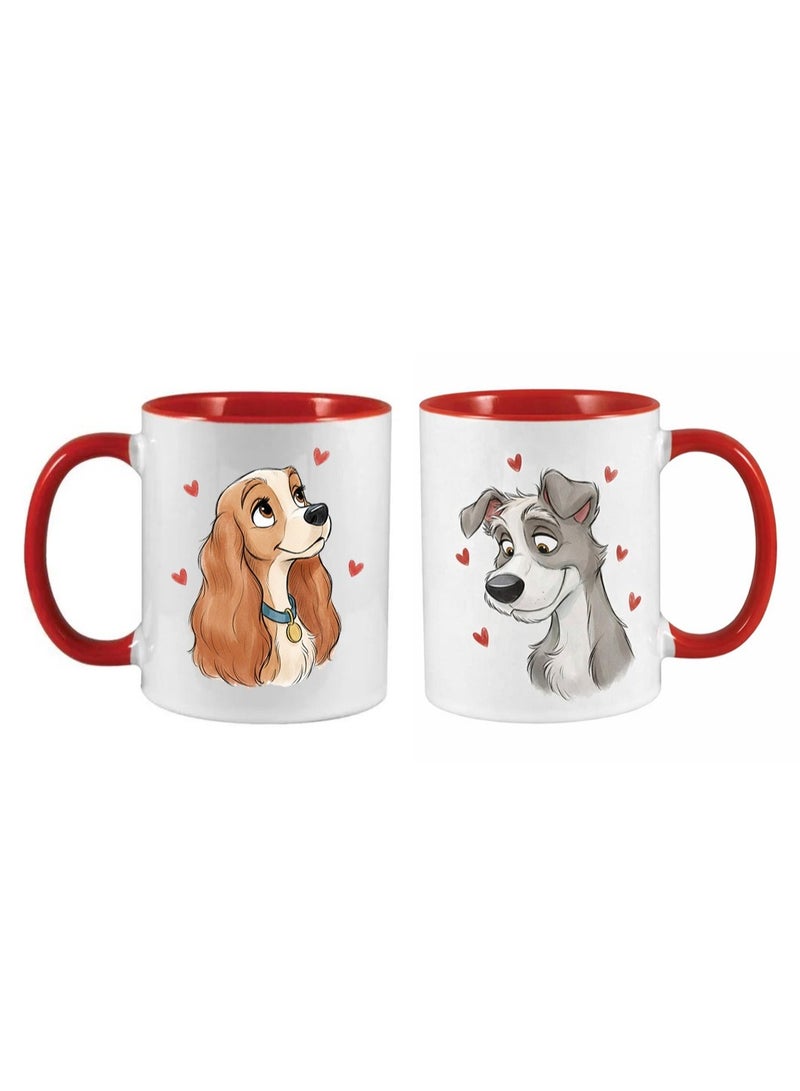 ميلز كوب سيراميك أحمر ثنائي اللون مستوحى من فيلم "ليدي أند ترامب" الرومانسي لعيد الحب - Image 1